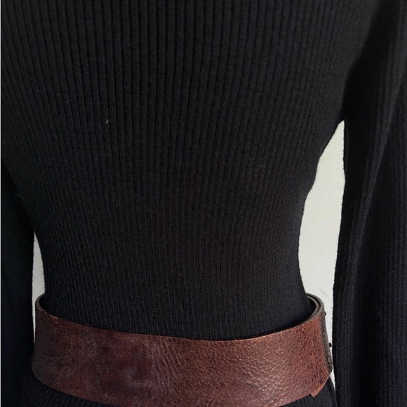 BCBG Italian Leather Rose Buckle Belt, Wide Copper Flower Waist Cinch, statement - Picture 10 of 10